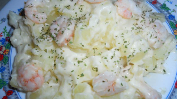ensalda de patatas y gambas