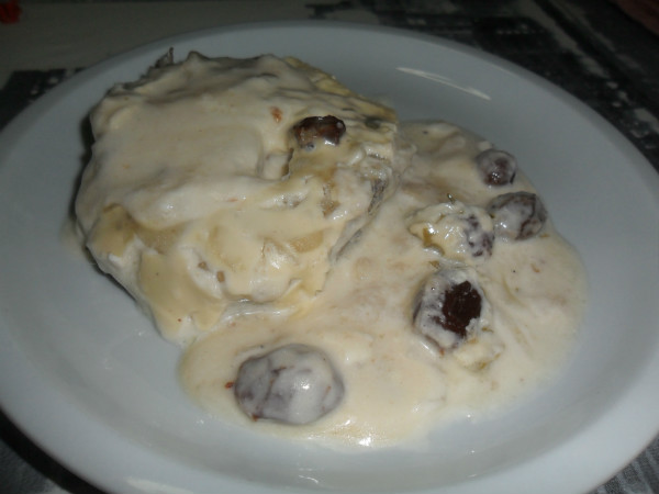 merluza en salsa con pasas